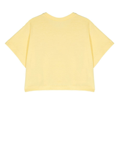 N°21 Logo-print Cropped T-shirt In Yellow