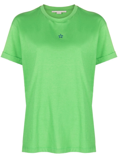 Shop Stella Mccartney Star-embroidered T-shirt In Green