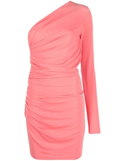 Shop Dsquared2 Ruched One-shoulder Minidress In Pink