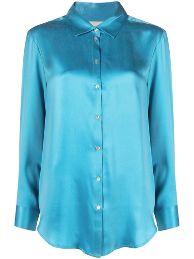 Shop Asceno London Silk Shirt - Women's - Silk In Blue