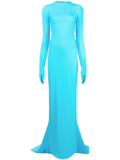Shop Balenciaga Blue Open-back Gown