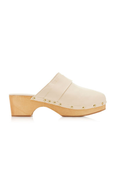 Shop Aeyde Bibi Studded Leather Clogs In Neutral