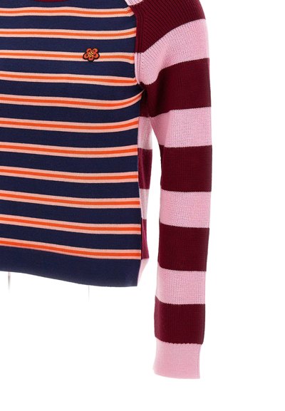 Shop Kenzo Paris Stripes Fitted Jumper Wool And Cotton Sweater In Multicolor