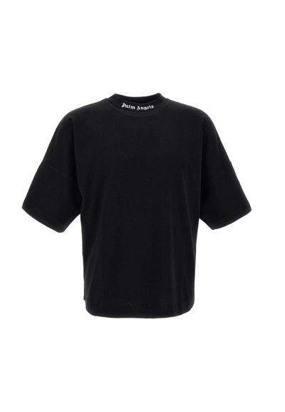 Shop Palm Angels "classic Logo Over" Cotton  T-shirt In Black