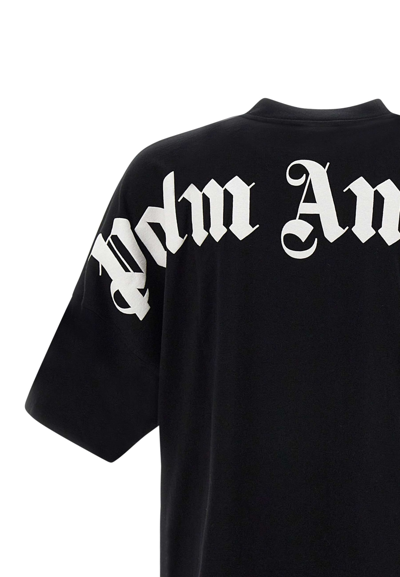 Shop Palm Angels "classic Logo Over" Cotton  T-shirt In Black