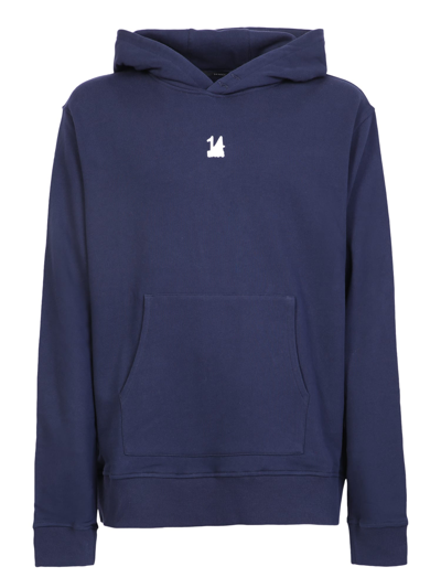 Shop 14 Bros Cotton Hoodie In Blue