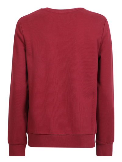 Shop Apc Round Neck Sweatshirt With Printed Logo Blue In Bordeaux