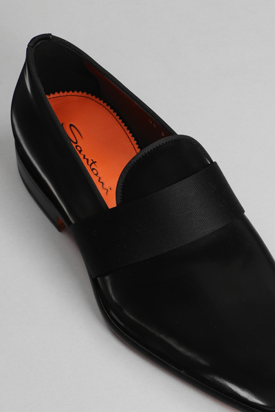Shop Santoni Isomer Loafers In Black Leather