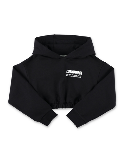 Shop Fendi Cropped Hoodie In Black