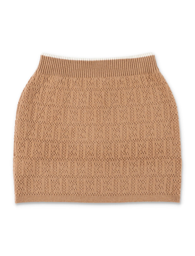 Shop Fendi Ff Knit Mini Skirt In Trench