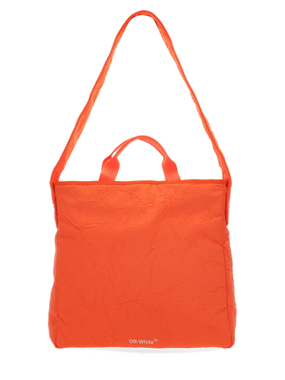 Shop Off-white Off Core Crinkle Tote Bag In Arancione