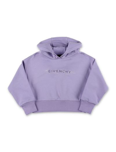 Shop Givenchy Cropped Hoodie In Lilac