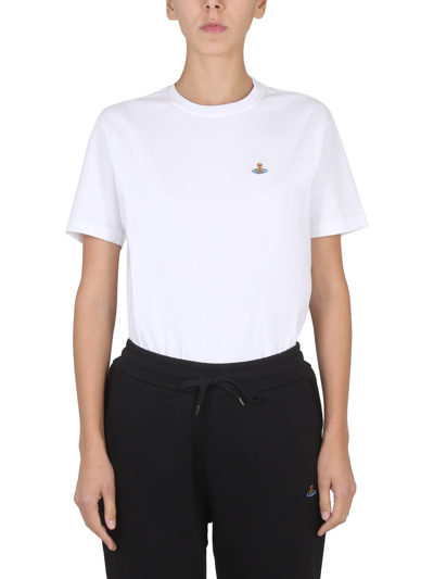 Shop Vivienne Westwood Orb T-shirt With Logo In Bianco