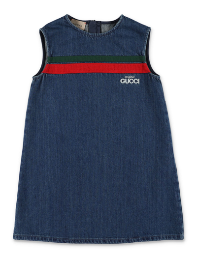 Shop Gucci Original  Denim Dress In Blue