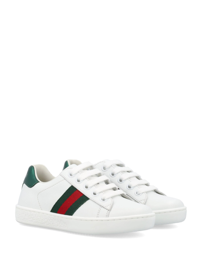 Shop Gucci Ace Lace-up Leather Sneaker In Gre/white