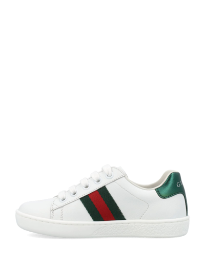 Shop Gucci Ace Lace-up Leather Sneaker In Gre/white