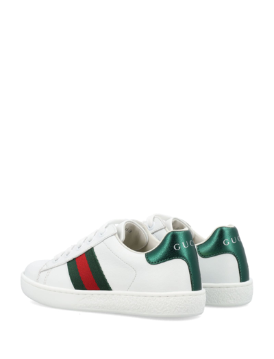 Shop Gucci Ace Lace-up Leather Sneaker In Gre/white