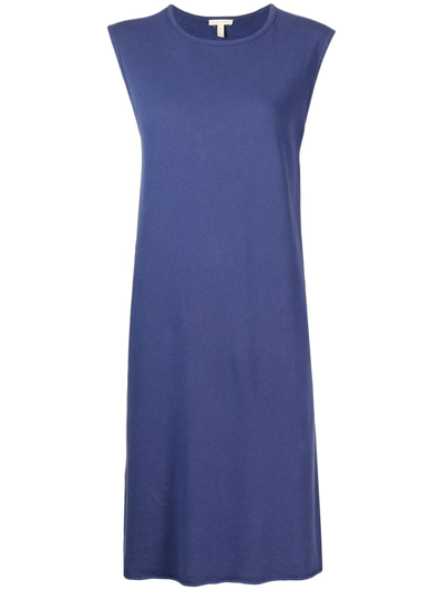 Shop Eileen Fisher Sleeveless Shift Midi Dress In Blue