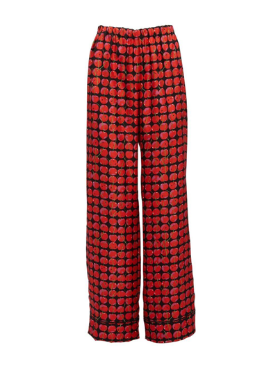 Shop La Doublej Cherry-print Silk Pyjama Set In Red