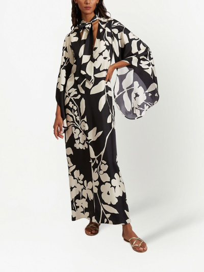 Shop La Doublej Magnifico Floral-print Silk Maxi Dress In Black