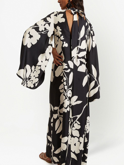 Shop La Doublej Magnifico Floral-print Silk Maxi Dress In Black