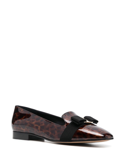 Ferragamo Loafers Laufer Patent Leather Brown Leopard In Brown