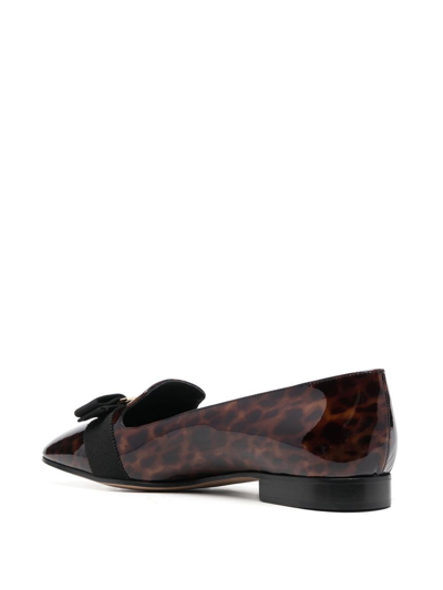 Ferragamo Loafers Laufer Patent Leather Brown Leopard In Brown