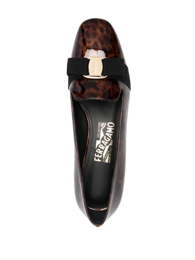 Ferragamo Loafers Laufer Patent Leather Brown Leopard In Brown