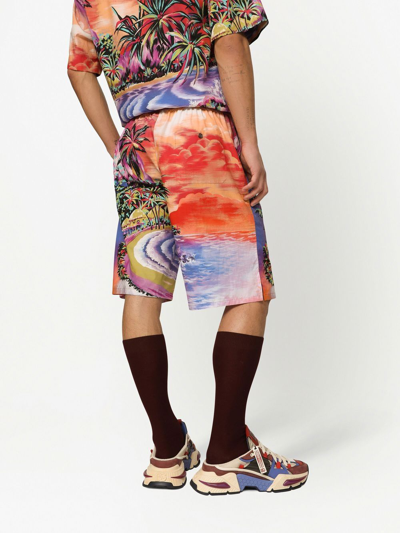 Dolce & Gabbana Bermuda Shorts With Hawaii Print In Multi