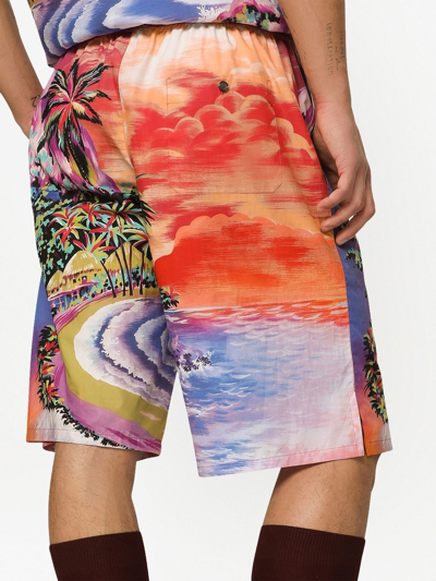 Shop Dolce & Gabbana Graphic-print Bermuda Shorts In Orange