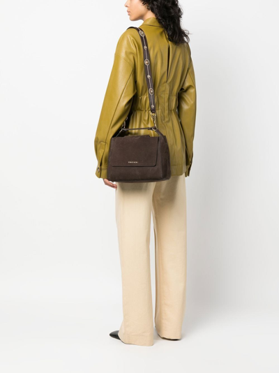 Orciani Logo-detail Suede Tote Bag In Brown