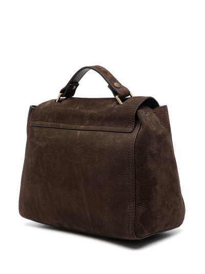 Orciani Logo-detail Suede Tote Bag In Brown