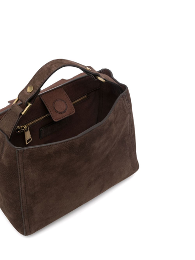 Orciani Logo-detail Suede Tote Bag In Brown
