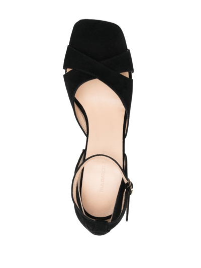 Shop Tila March Gabrielle Suede 100mm Sandals In Black