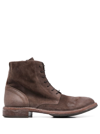 Shop Moma Lace-up Detail Leather Boots In Brown