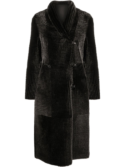 Shop Emporio Armani Reversible Double-breasted Coat In Black