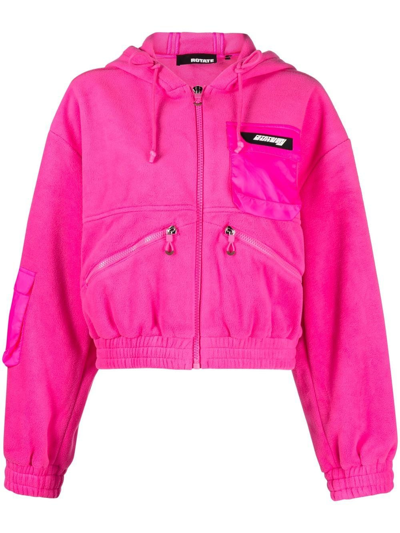 Shop Rotate Birger Christensen Zip-fastening Cropped Jacket In Pink