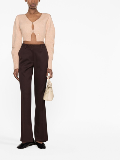 Low Classic Red Wool Flared Trousers In Red