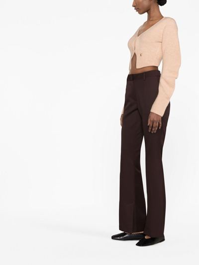 Low Classic Red Wool Flared Trousers In Red
