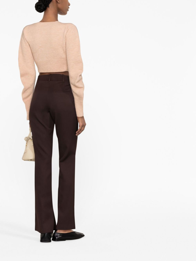 Low Classic Red Wool Flared Trousers In Red