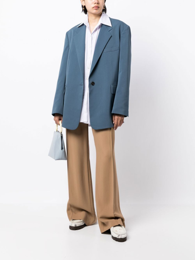 Low Classic Single-breasted Oversize-frame Blazer In Blue