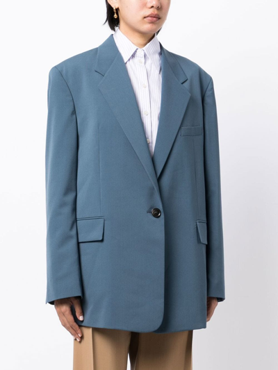 Low Classic Single-breasted Oversize-frame Blazer In Blue