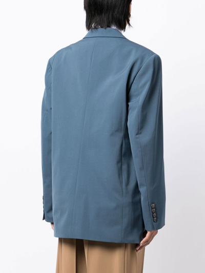 Shop Low Classic Single-breasted Oversize-frame Blazer In Blue