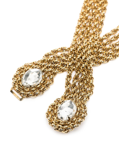 Pre-owned Rewind Vintage Affairs Crystal-embellished Multi-chain Belt In Gold