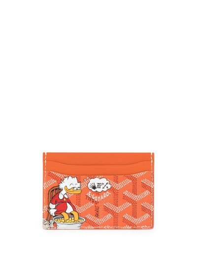 Pre-owned Goyard  Saint Sulpice Cardholder In Orange