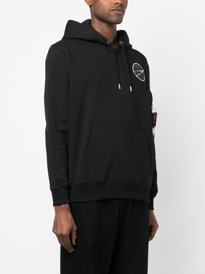 Alpha Industries Graphic-print Drawstring Hoodie In Black
