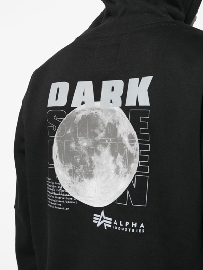 Alpha Industries Graphic-print Drawstring Hoodie In Black