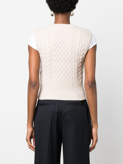 Shop Rag & Bone Cable-knit V-neck Vest In Neutrals