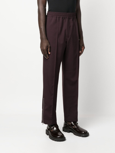 Shop Oamc Elasticated-waist Straight-leg Trousers In Purple