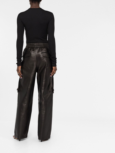 Shop Dion Lee Wide-leg Leather Trousers In Black